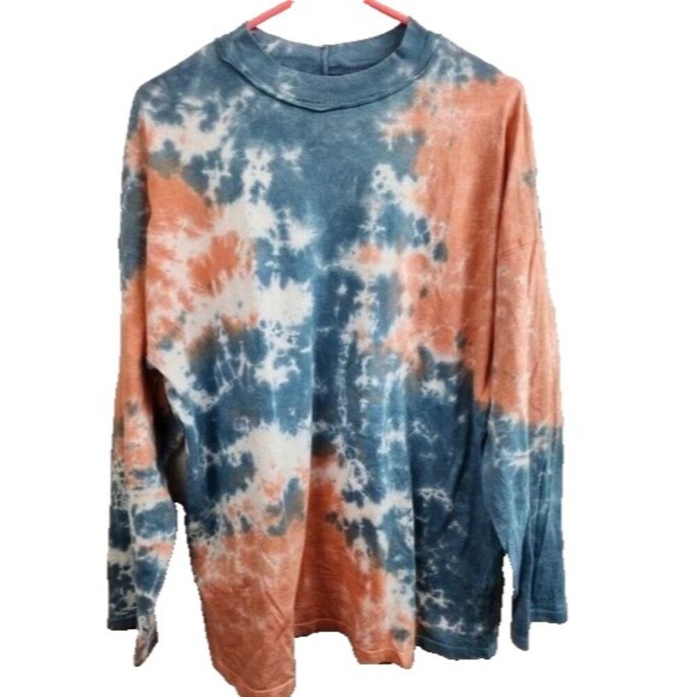 Free People We The Free Be Free Top Womens Small Orange Blue Tie Dye BOHO Hippie